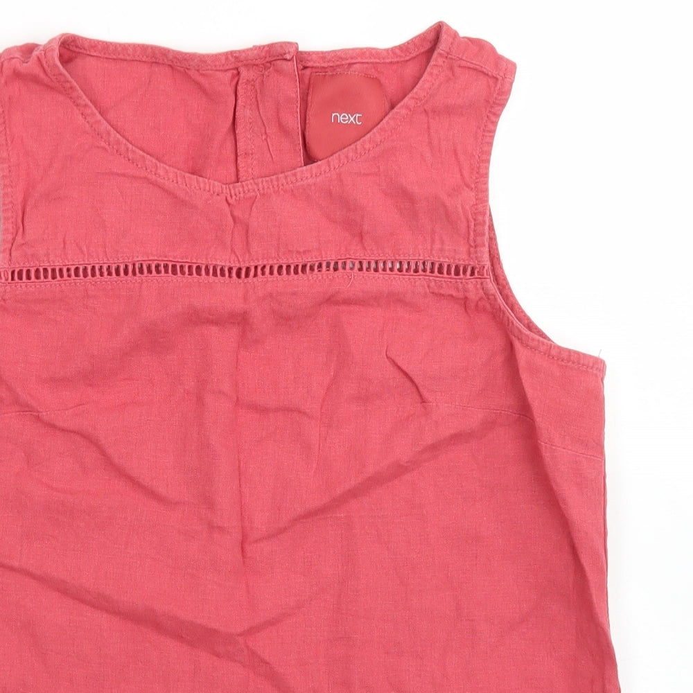 NEXT Womens Red  Linen Basic Tank Size 8 Crew Neck