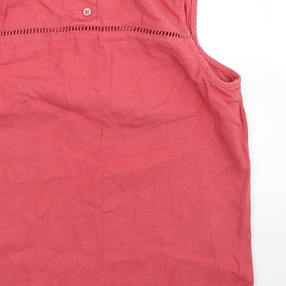 NEXT Womens Red  Linen Basic Tank Size 8 Crew Neck