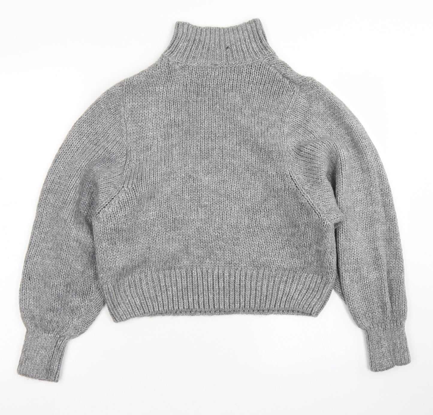 Divided Womens Grey High Neck  Acrylic Pullover Jumper Size S   - Cropped