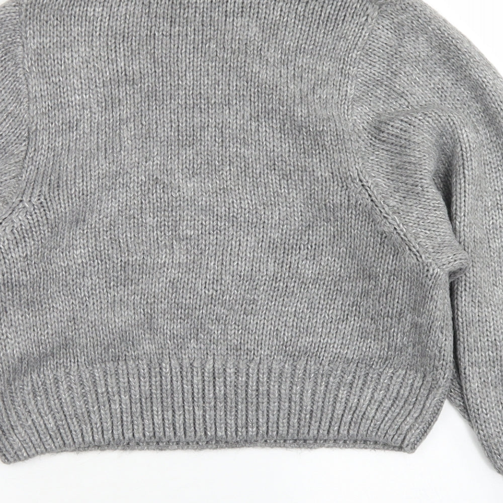 Divided Womens Grey High Neck  Acrylic Pullover Jumper Size S   - Cropped