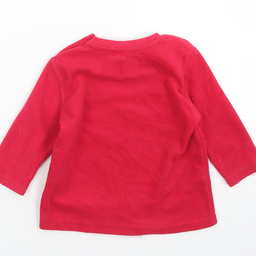 Primark Girls Red  Polyester Pullover T-Shirt Size 12-18 Months Crew Neck Button - Mickey Mouse