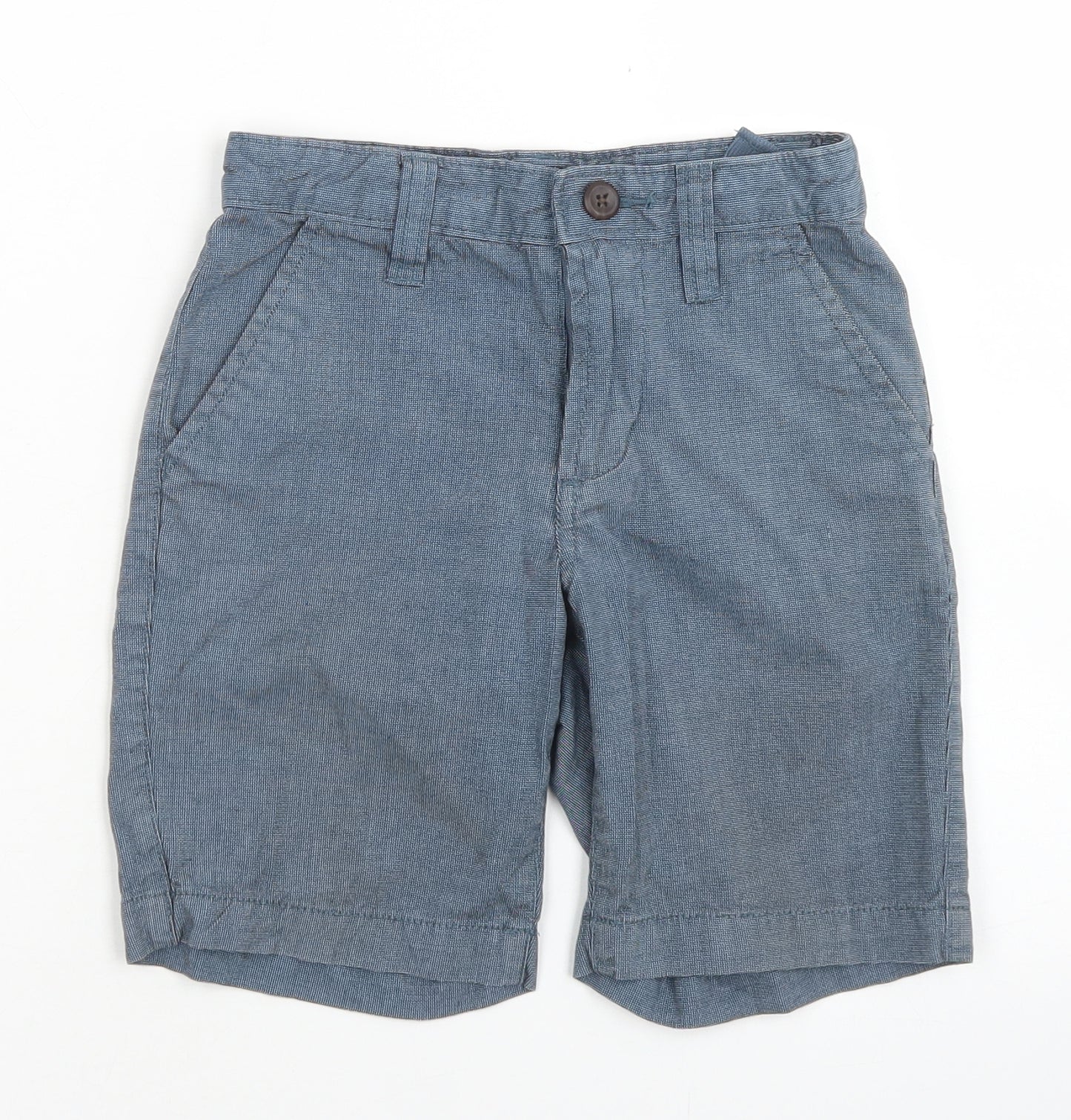 Gap Boys Blue Check Cotton Chino Shorts Size 6 Years  Regular Hook & Eye