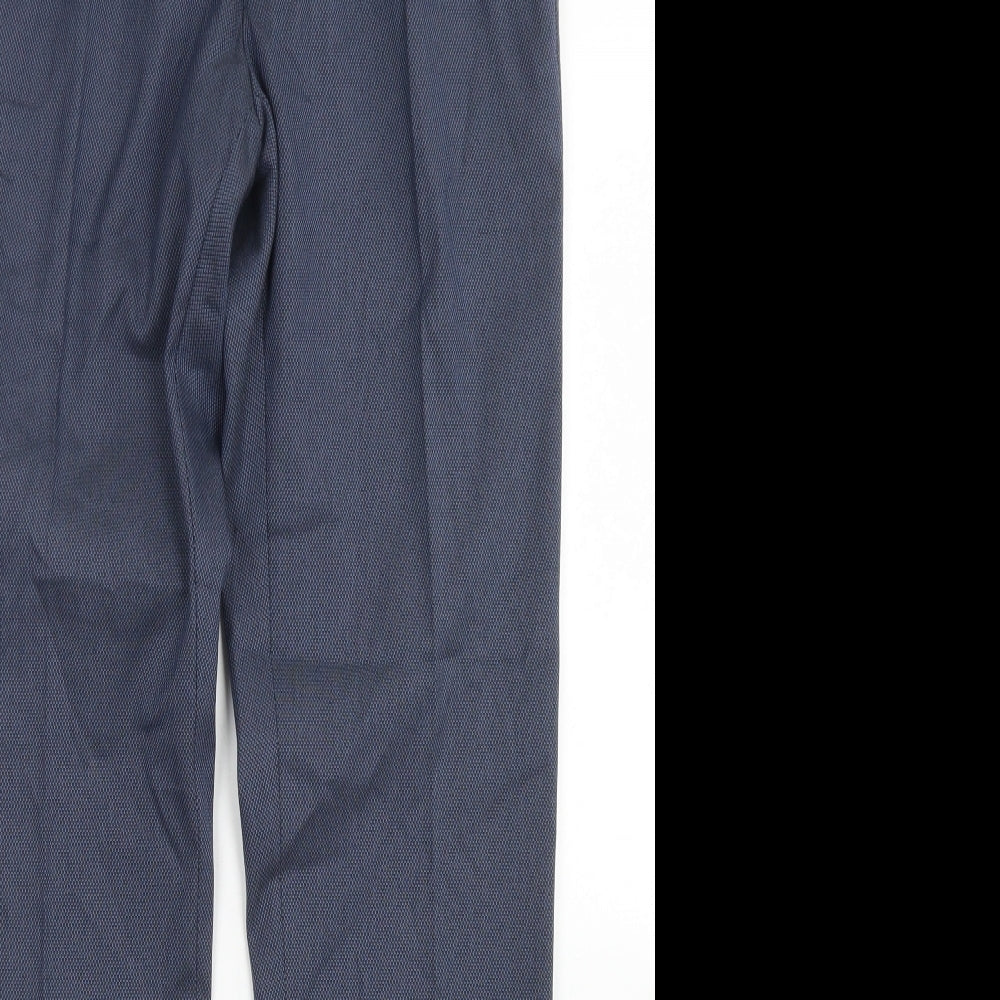 M&S Collection Mens Blue  Cotton Dress Pants Trousers Size 30 in L31 in Slim Hook & Eye
