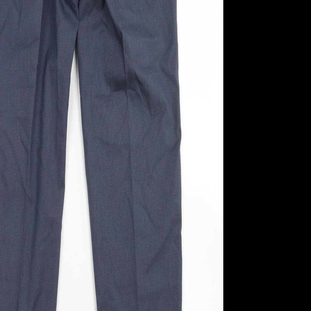 M&S Collection Mens Blue  Cotton Dress Pants Trousers Size 30 in L31 in Slim Hook & Eye