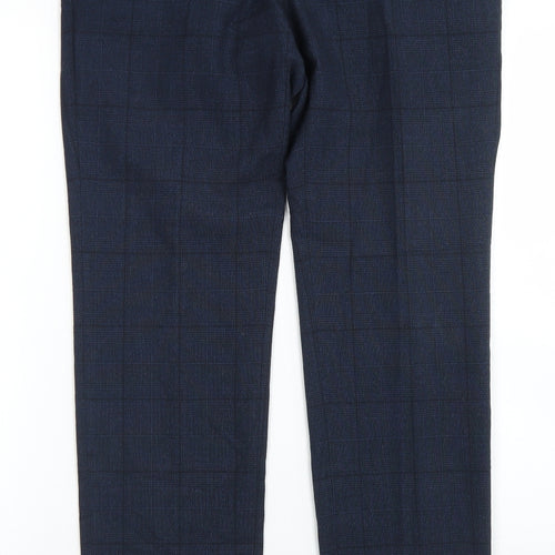 NEXT Mens Blue Plaid Polyester Dress Pants Trousers Size 30 in L31 in Regular Button