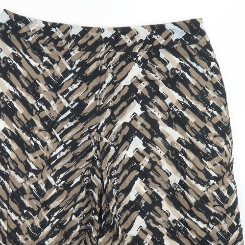 Marks & SPencer Womens Brown Geometric Cotton A-Line Skirt Size 8   Zip