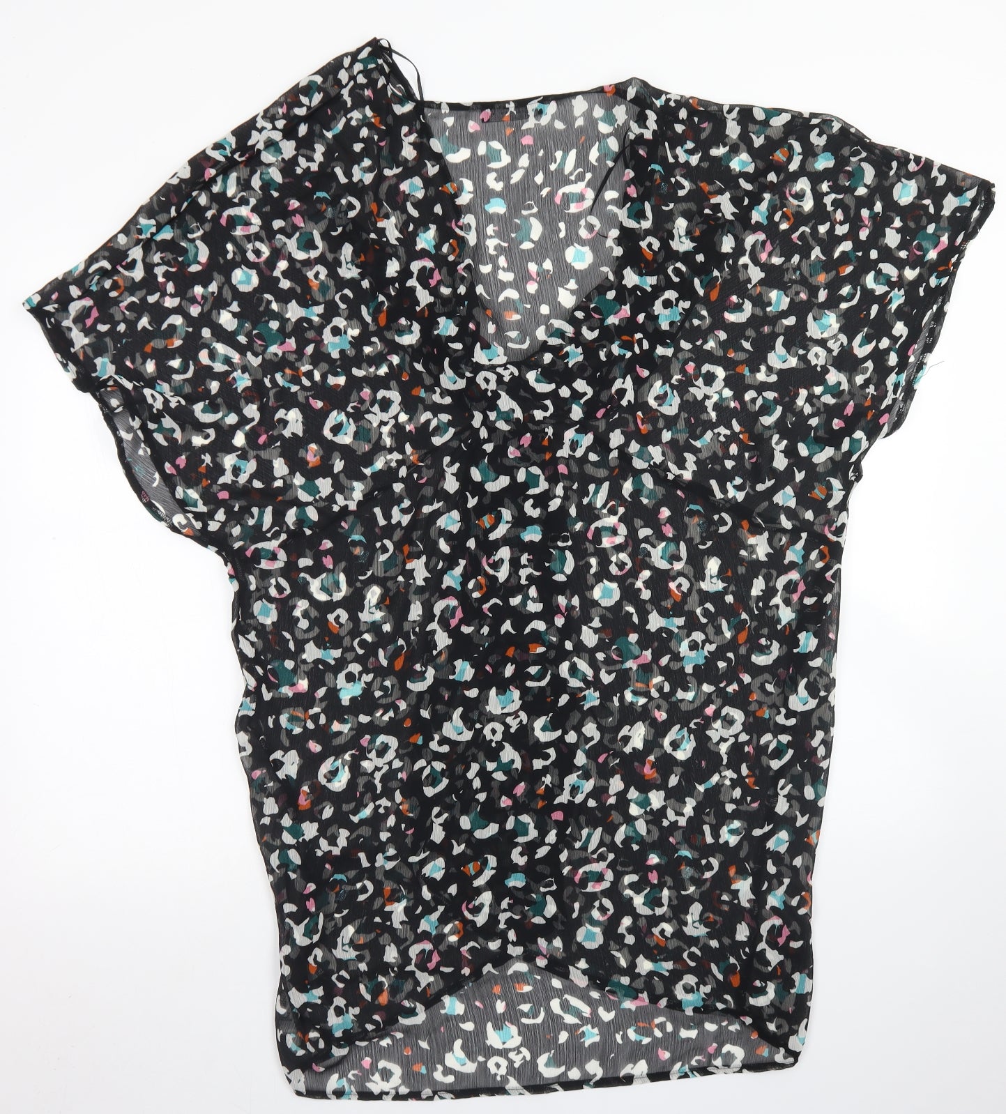 M&S Womens Black Animal Print Polyester Kaftan  Size XL  V-Neck
