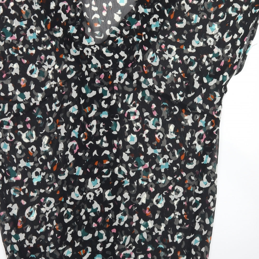M&S Womens Black Animal Print Polyester Kaftan  Size XL  V-Neck