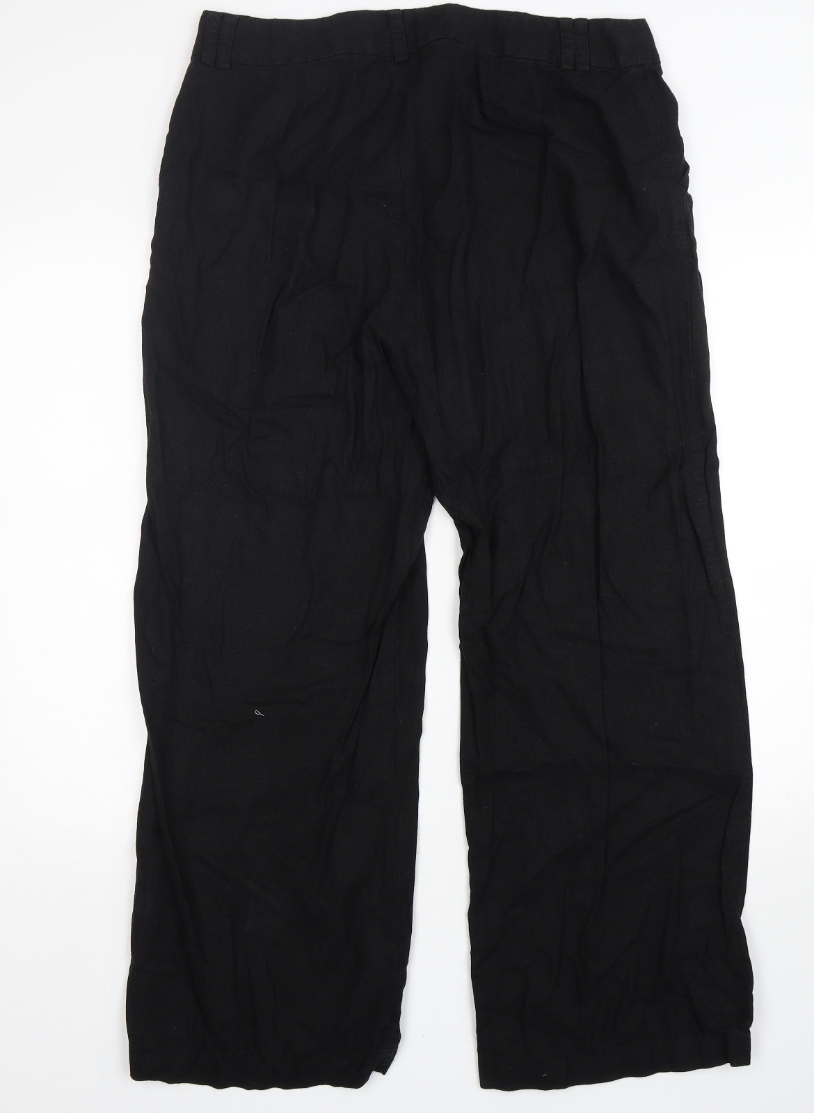 Peacocks Womens Black  Linen Trousers  Size 16 L29 in Regular