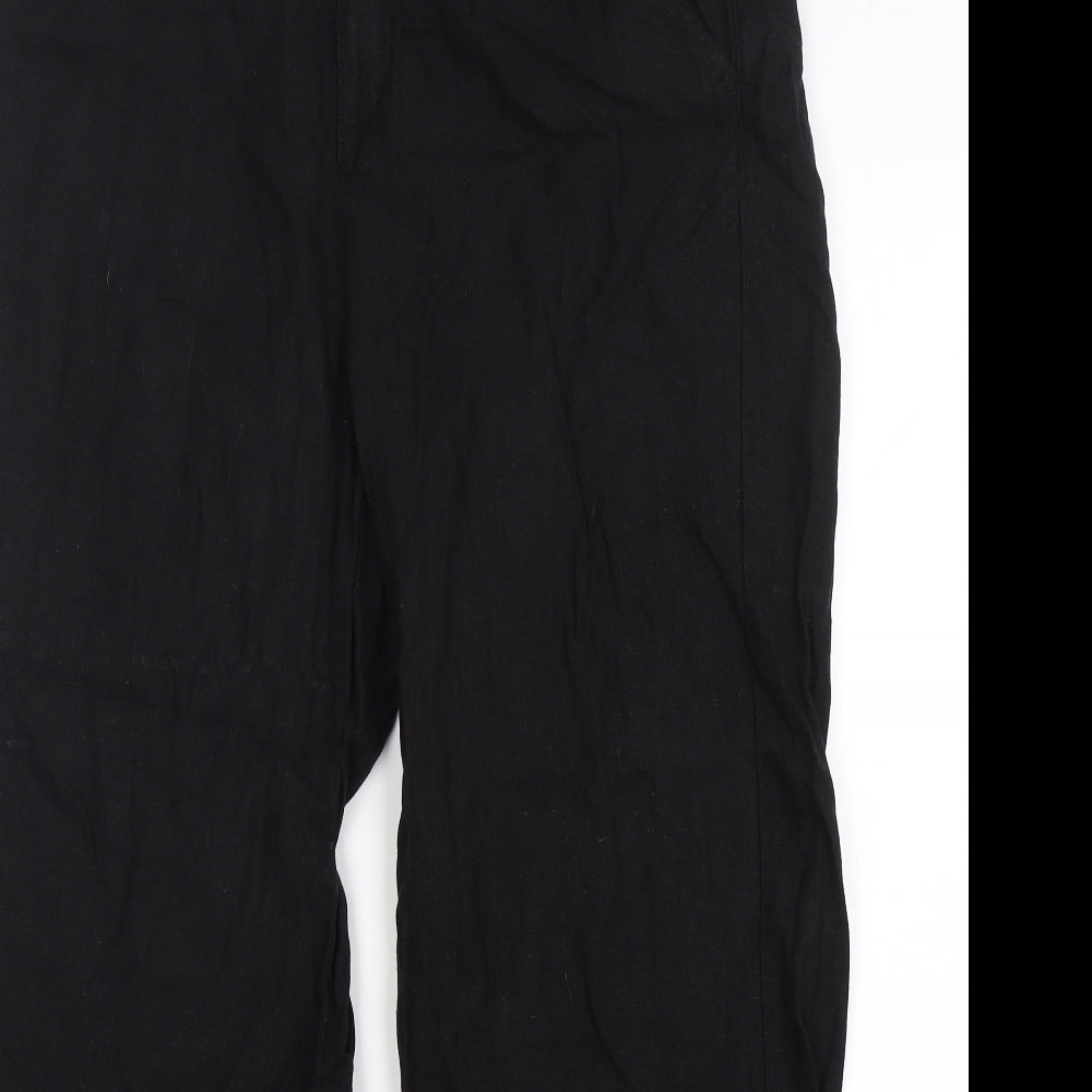 Peacocks Womens Black  Linen Trousers  Size 16 L29 in Regular