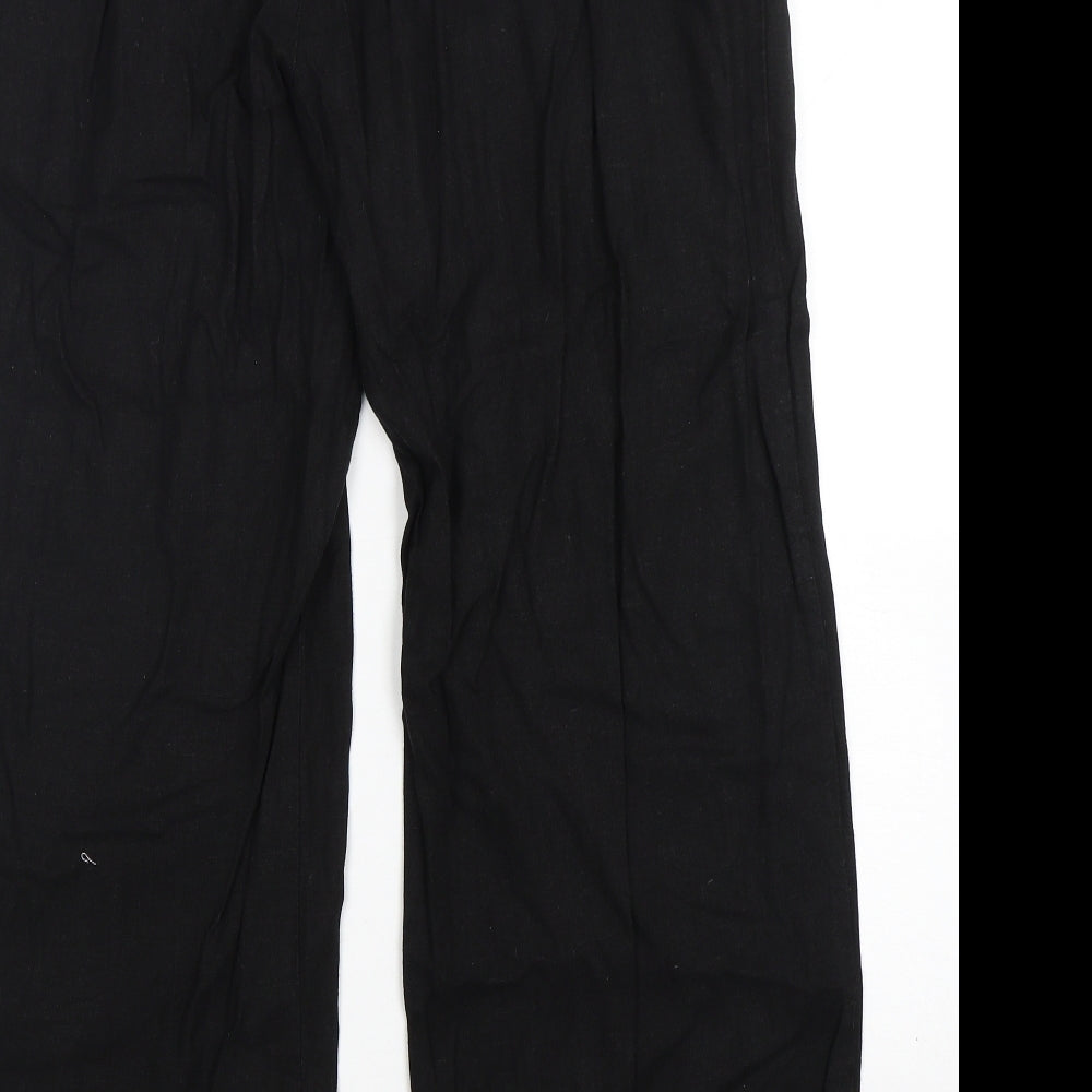 Peacocks Womens Black  Linen Trousers  Size 16 L29 in Regular