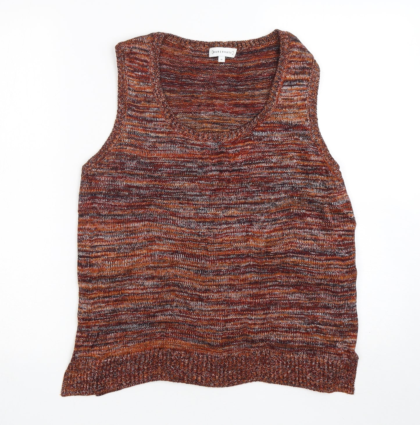 Warehouse Womens Brown Round Neck  Viscose Vest Jumper Size 16