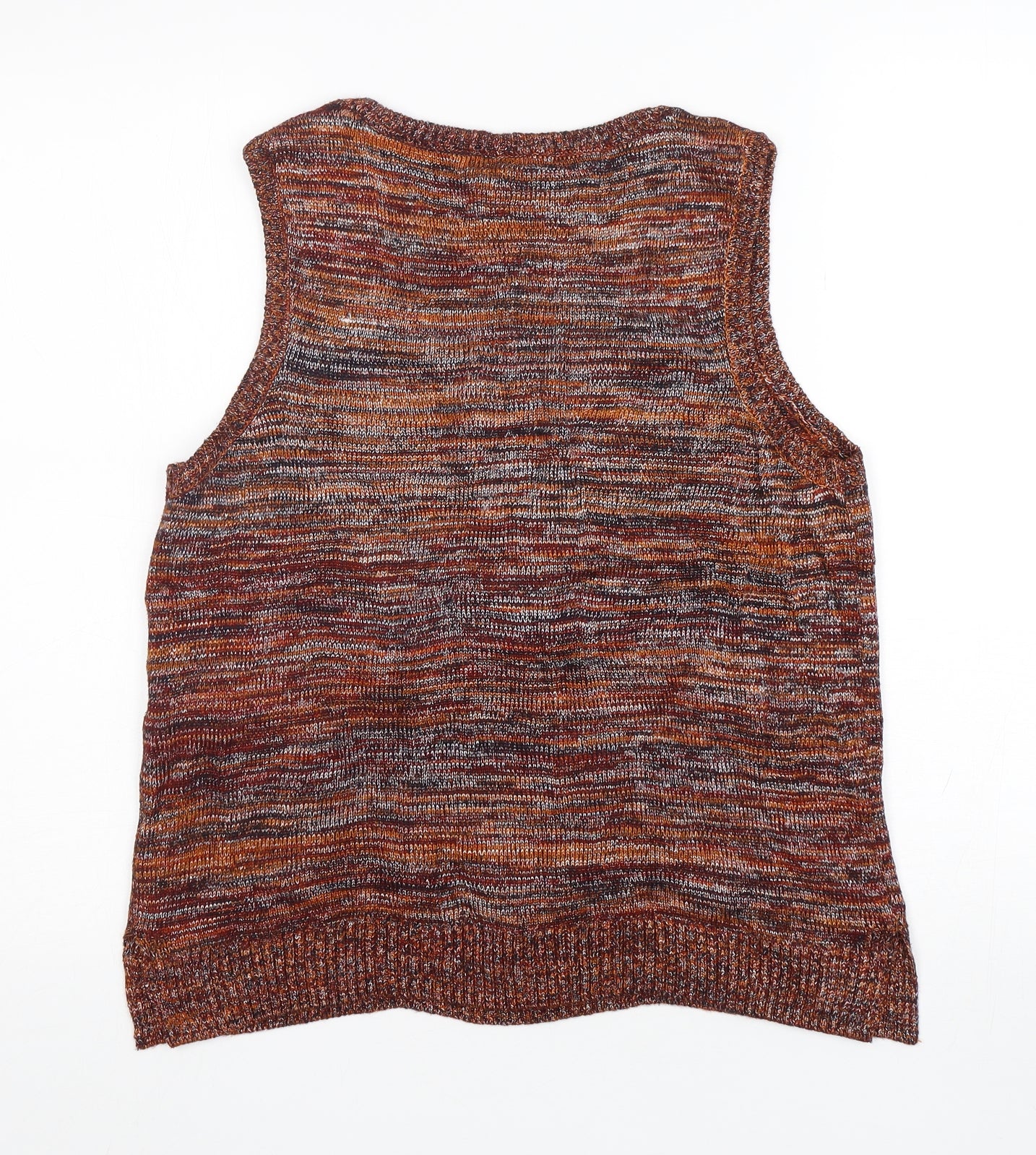 Warehouse Womens Brown Round Neck  Viscose Vest Jumper Size 16