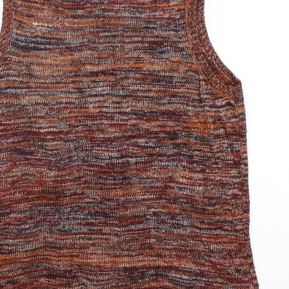 Warehouse Womens Brown Round Neck  Viscose Vest Jumper Size 16