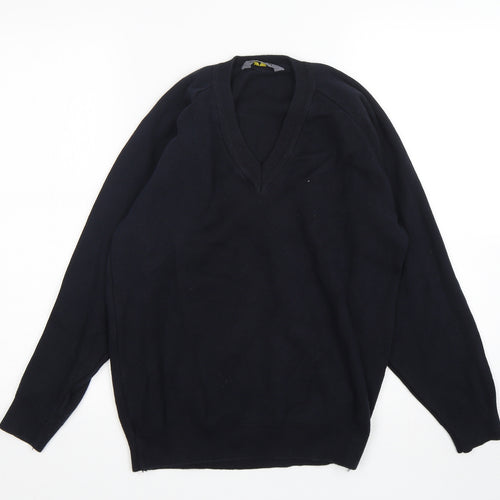 Migicfit Womens Blue V-Neck  Cotton Pullover Jumper Size 6