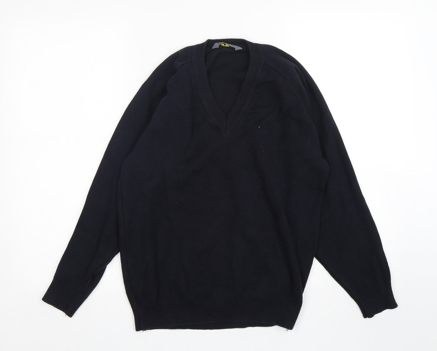 Migicfit Womens Blue V-Neck  Cotton Pullover Jumper Size 6