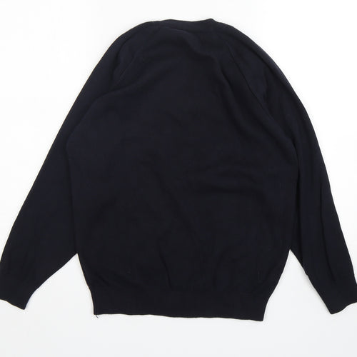 Migicfit Womens Blue V-Neck  Cotton Pullover Jumper Size 6