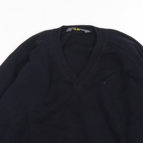 Migicfit Womens Blue V-Neck  Cotton Pullover Jumper Size 6