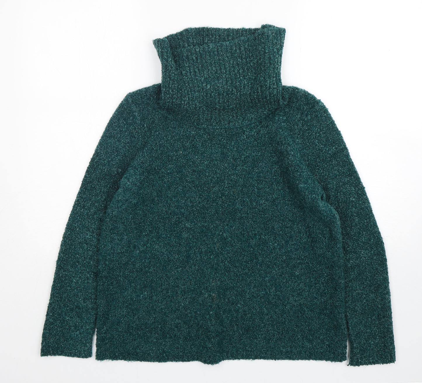 M&S Womens Green Roll Neck  Acrylic Pullover Jumper Size 14