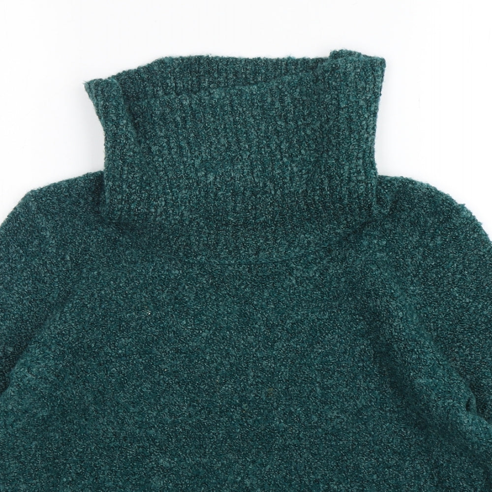 M&S Womens Green Roll Neck  Acrylic Pullover Jumper Size 14
