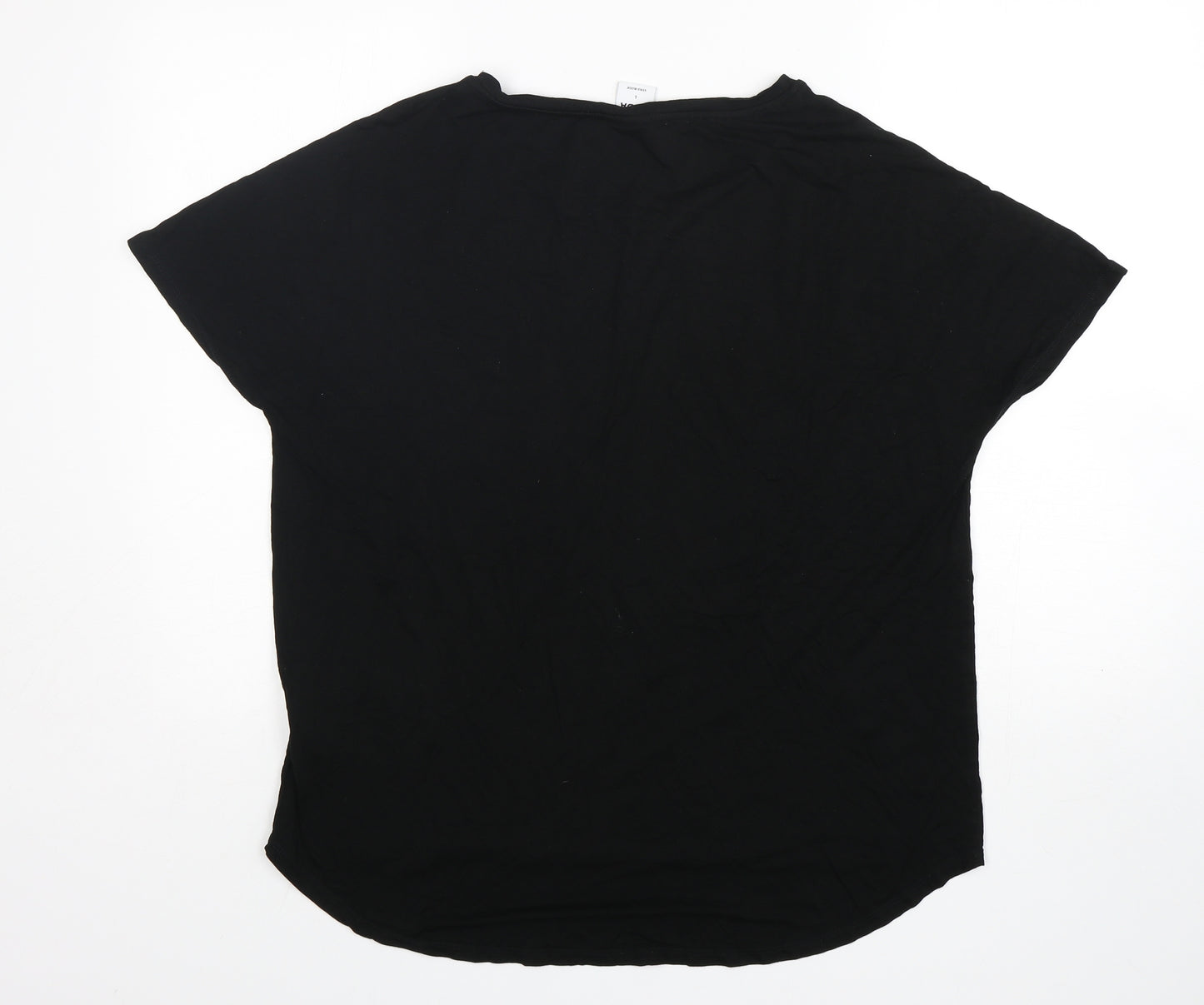 VERO MODA Womens Black  Viscose Basic T-Shirt Size L Round Neck - Winner