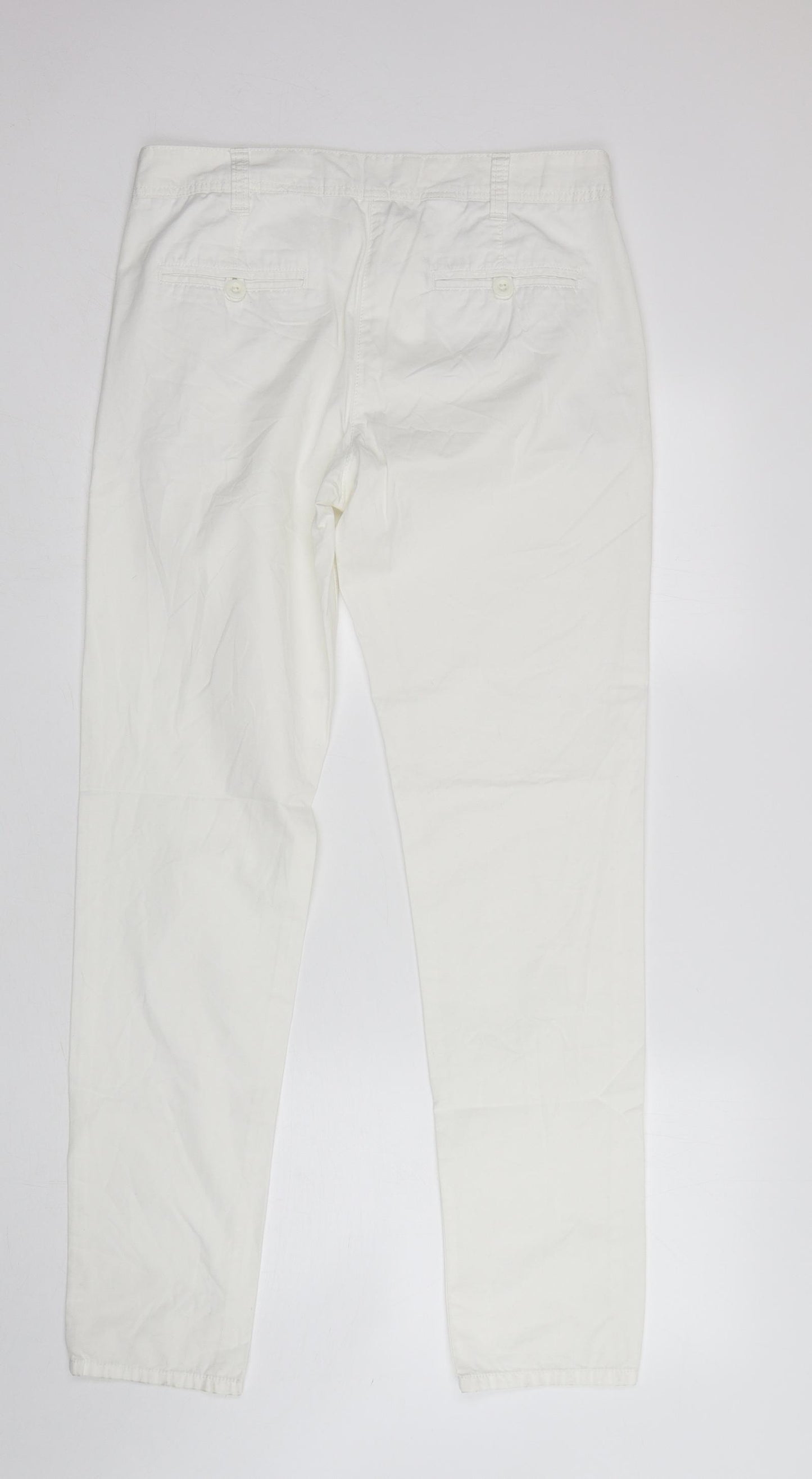 NEXT Womens White  Cotton Chino Trousers Size 10 L33 in Regular