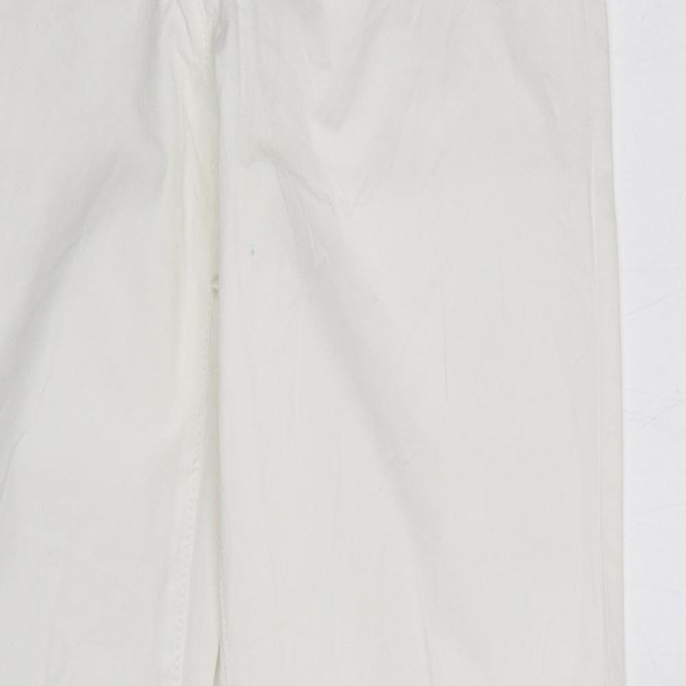 NEXT Womens White  Cotton Chino Trousers Size 10 L33 in Regular