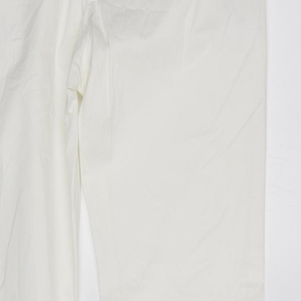 NEXT Womens White  Cotton Chino Trousers Size 10 L33 in Regular