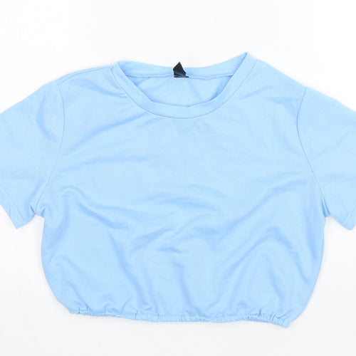 Shein  Girls Blue  Polyester Cropped T-Shirt Size S Round Neck