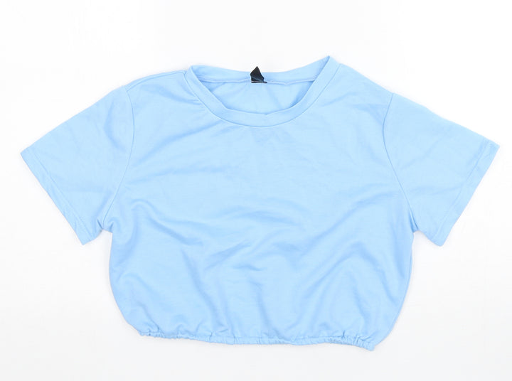 Shein  Girls Blue  Polyester Cropped T-Shirt Size S Round Neck