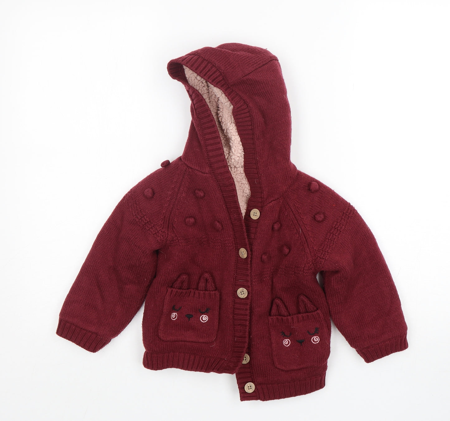 Nutmeg Girls Purple  Acrylic Cardigan Hoodie Size 4-5 Years