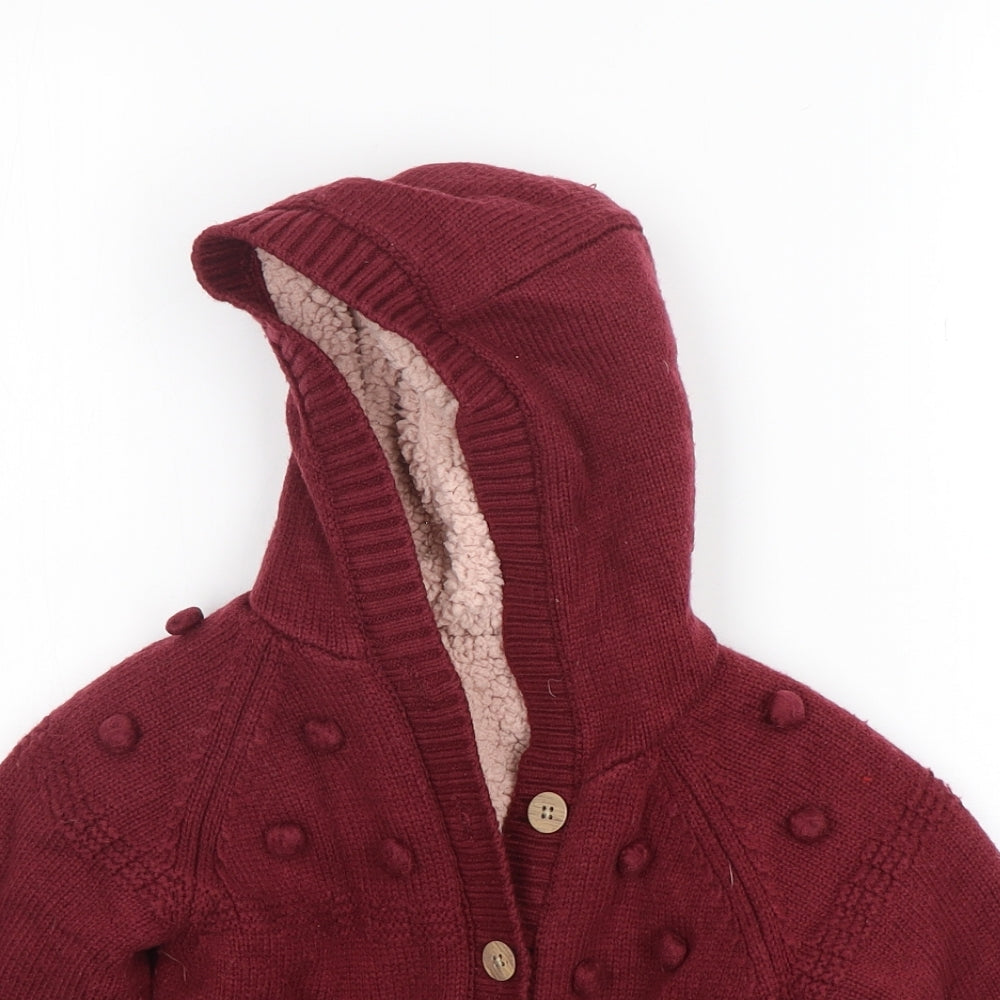 Nutmeg Girls Purple  Acrylic Cardigan Hoodie Size 4-5 Years