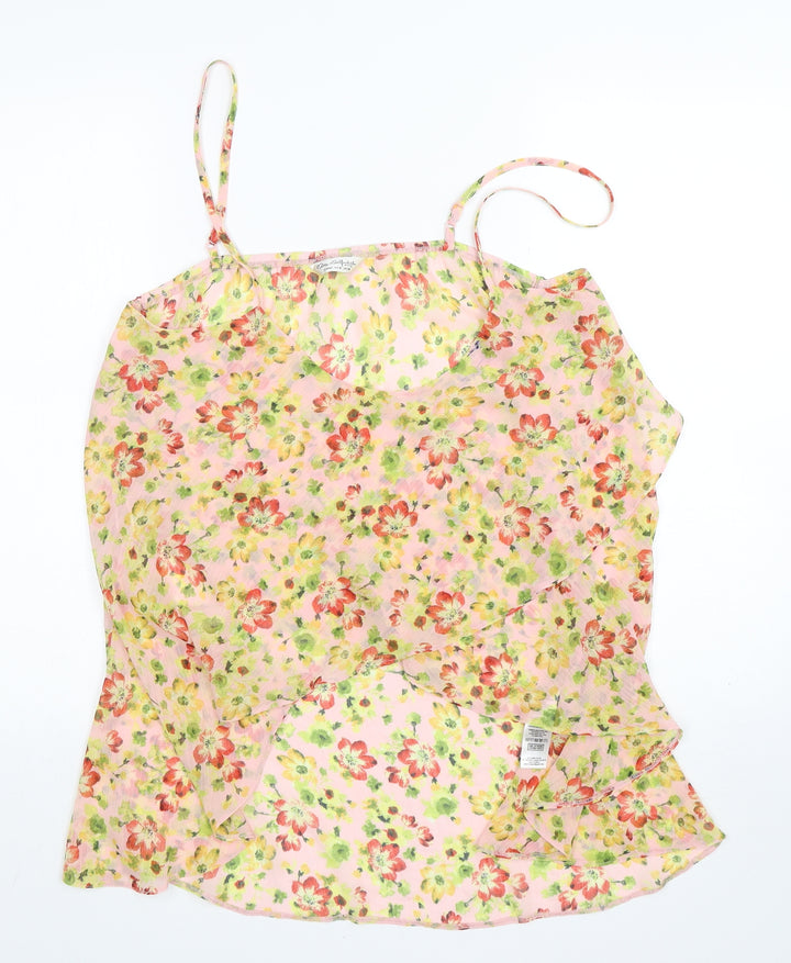 Miss Selfridge Womens Multicoloured Floral Polyester Basic Blouse Size 14 Round Neck