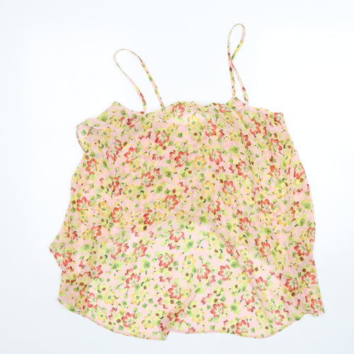 Miss Selfridge  Womens Multicoloured Floral Polyester Basic Blouse Size 14 Round Neck