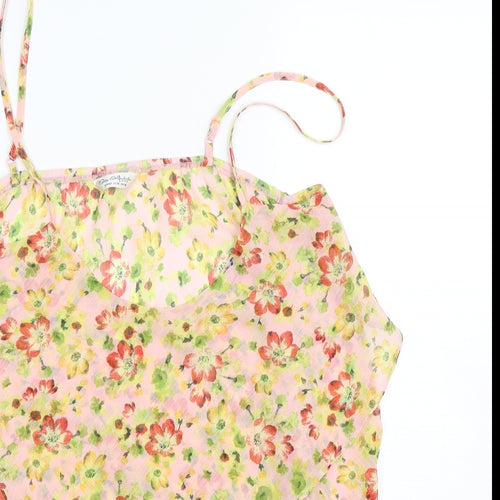 Miss Selfridge  Womens Multicoloured Floral Polyester Basic Blouse Size 14 Round Neck