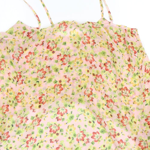 Miss Selfridge  Womens Multicoloured Floral Polyester Basic Blouse Size 14 Round Neck