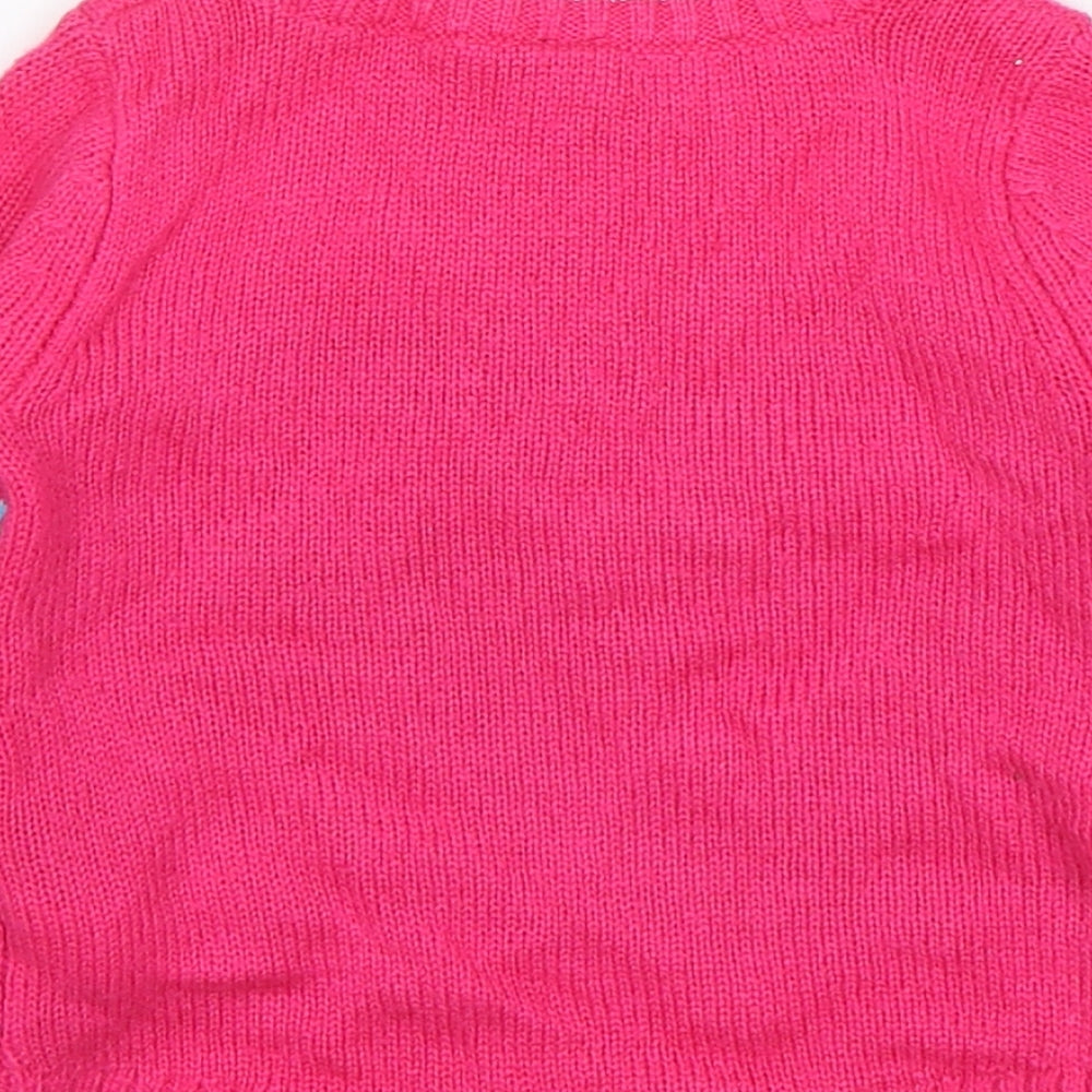 TU Girls Pink  Acrylic Pullover Jumper Size 9-12 Months   - Christmas