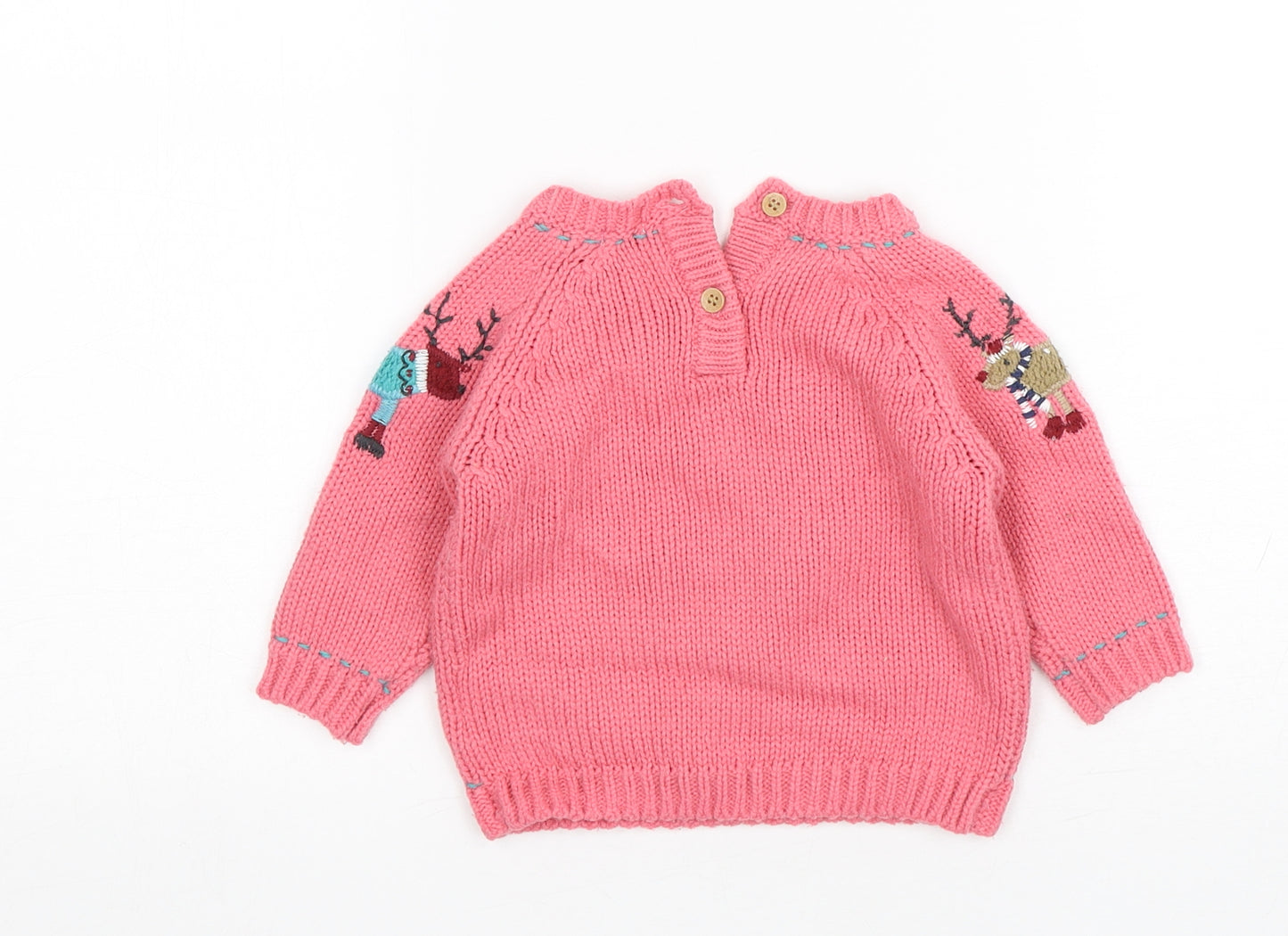 NEXT Girls Pink  Acrylic Pullover Jumper Size 6-9 Months   - Christmas