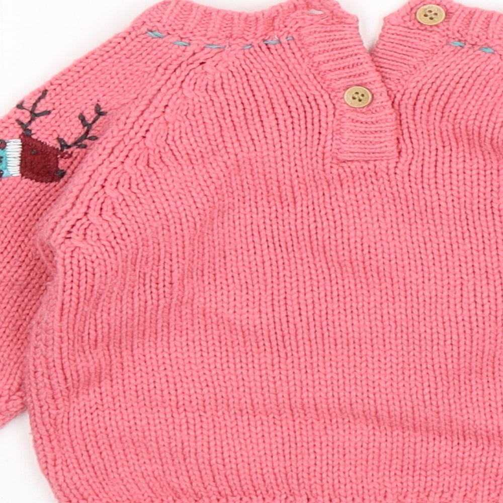 NEXT Girls Pink  Acrylic Pullover Jumper Size 6-9 Months   - Christmas