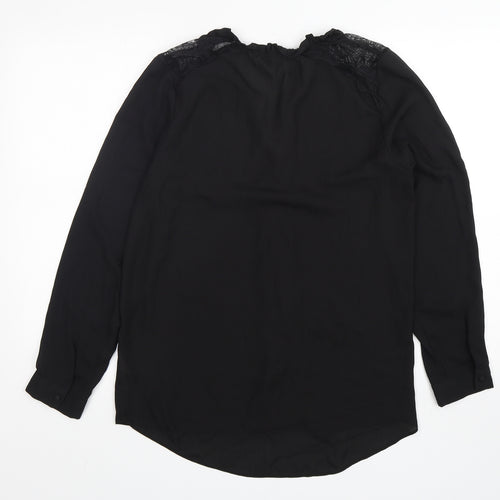 Primark Womens Black  Polyester Basic Button-Up Size 12 V-Neck