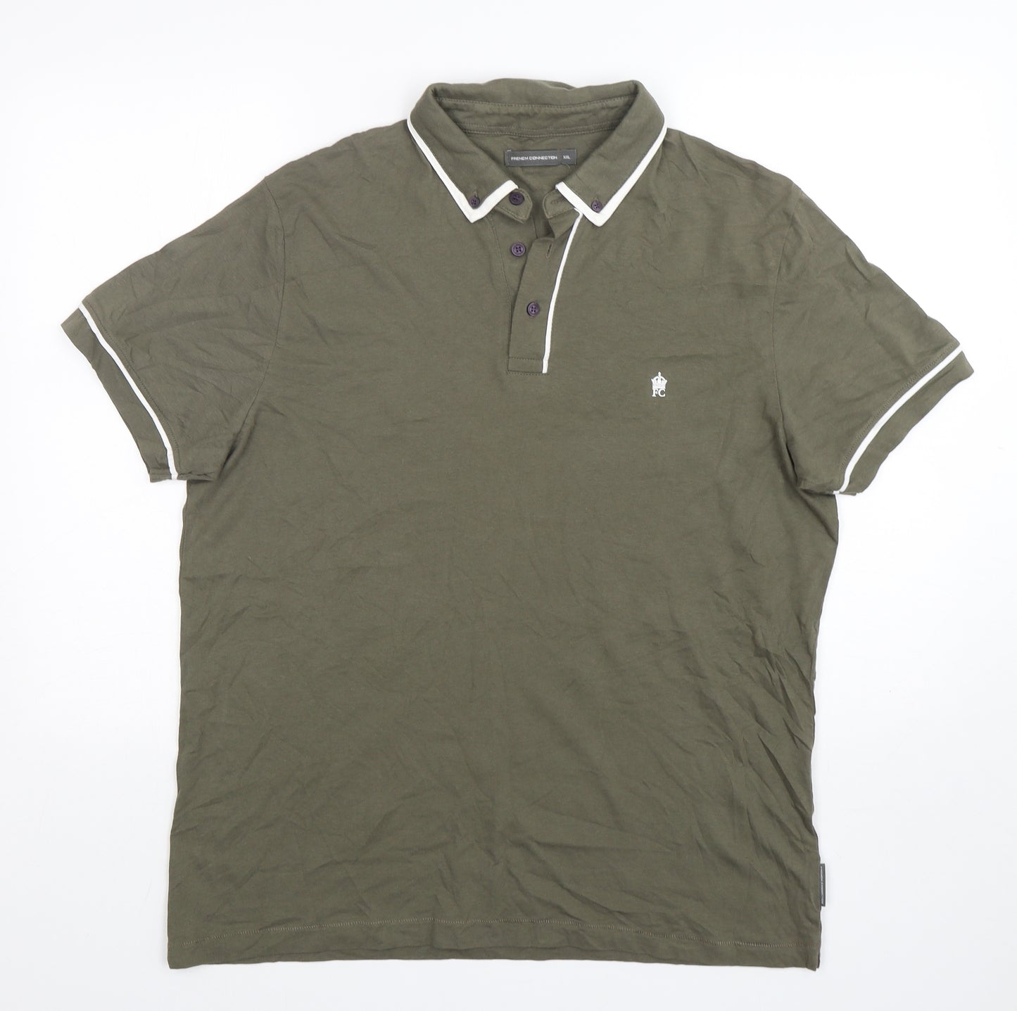 French Connections Mens Green  Cotton  Polo Size 2XL Collared