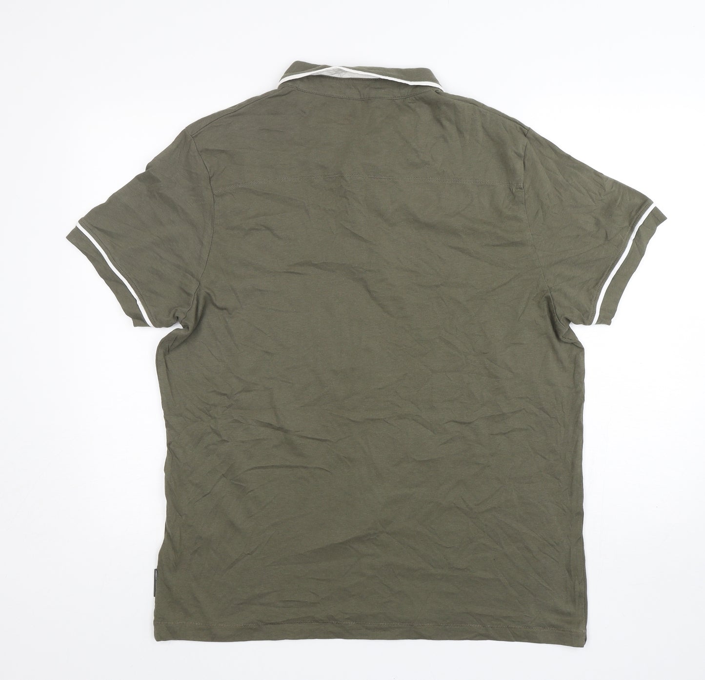 French Connections Mens Green  Cotton  Polo Size 2XL Collared