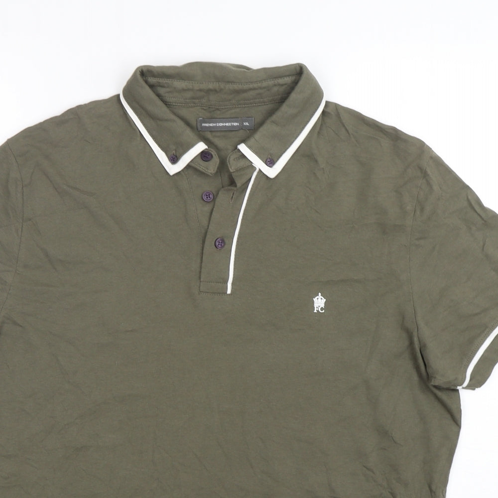 French Connections Mens Green  Cotton  Polo Size 2XL Collared