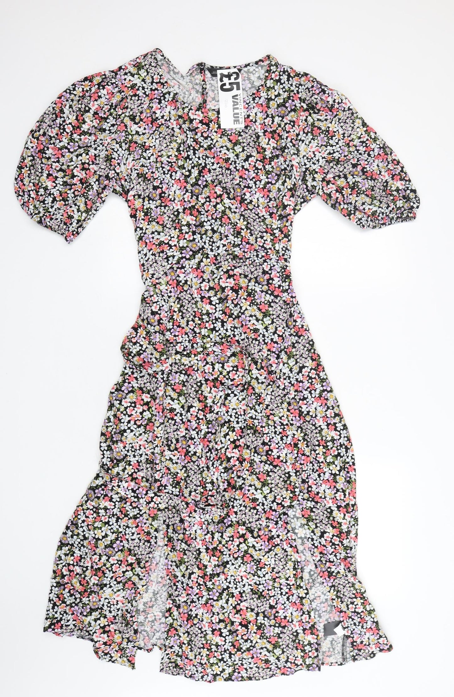 F&F Womens Multicoloured Striped Viscose Fit & Flare  Size 18  Round Neck