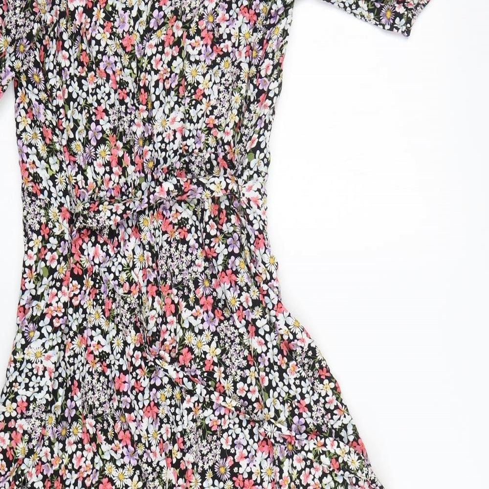 F&F Womens Multicoloured Striped Viscose Fit & Flare  Size 18  Round Neck