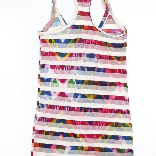 Preworn Womens Multicoloured Striped Viscose Basic Tank Size 8 Round Neck