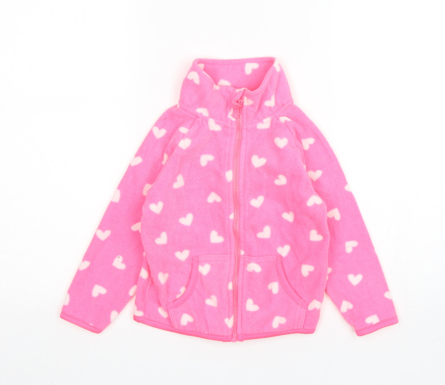 Primark Girls Pink Polka Dot Polyester Full Zip Sweatshirt Size 3-4 Years