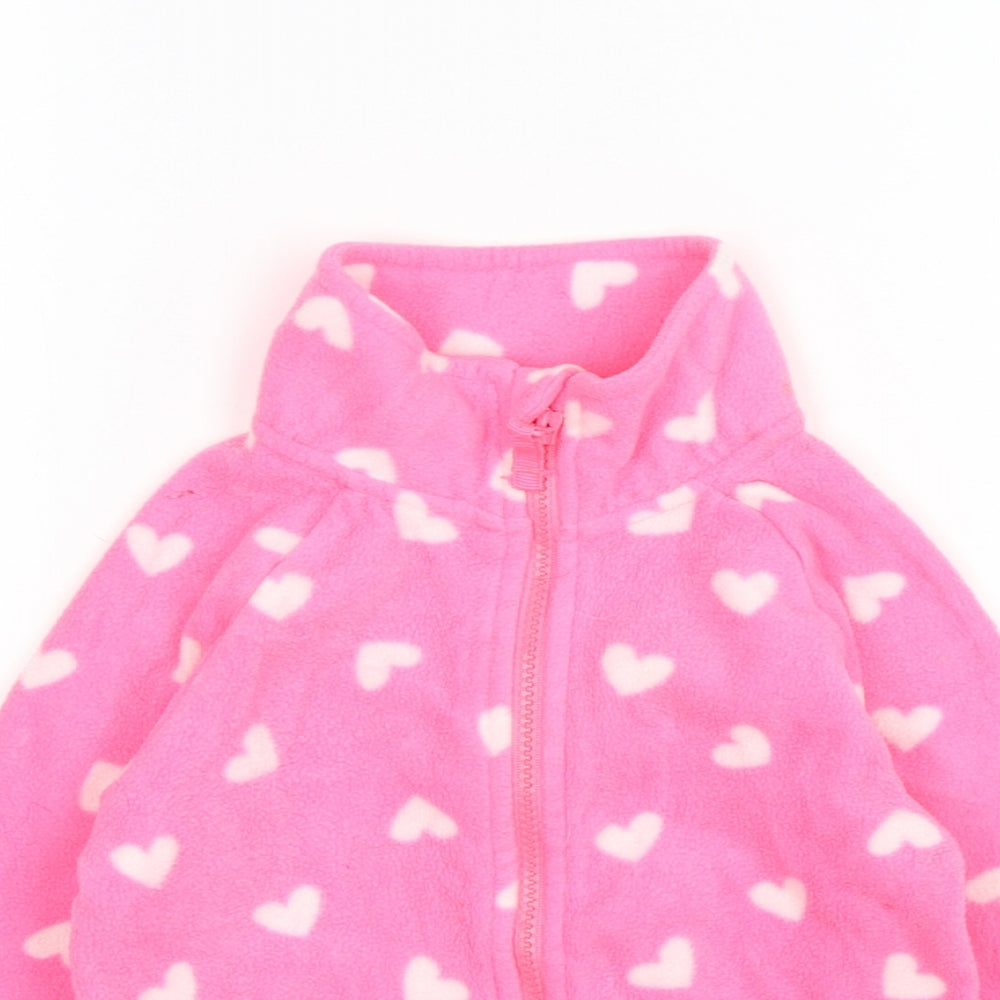 Primark Girls Pink Polka Dot Polyester Full Zip Sweatshirt Size 3-4 Years