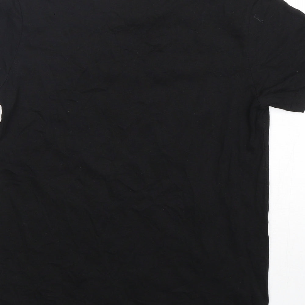 Preworn Boys Black  Cotton Basic T-Shirt Size 10-11 Years Round Neck