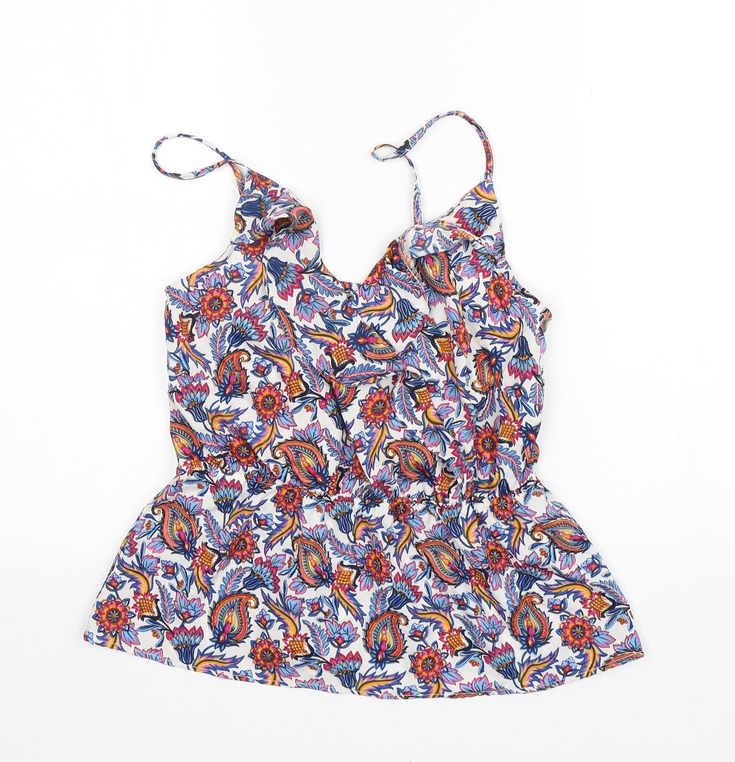 Pep&Co Womens Multicoloured Paisley Polyester Basic Tank Size 12 V-Neck